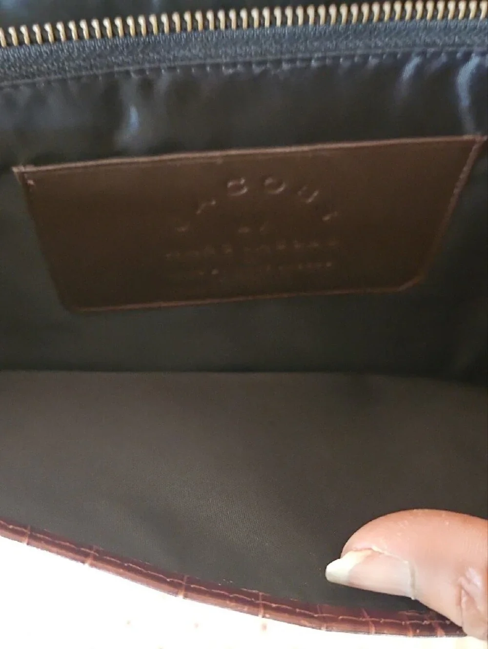 Marc Jacobs Croc-Embossed Brown Leather Chain Crossbody/ Clutch Bag